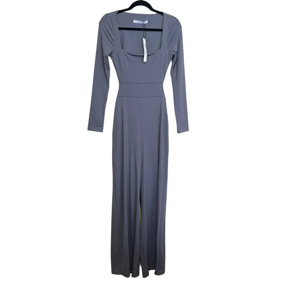 Susana Monaco Jumpsuit Gray Jersey Long Sleeve Cutout Size Small NWT - Picture 2 of 8